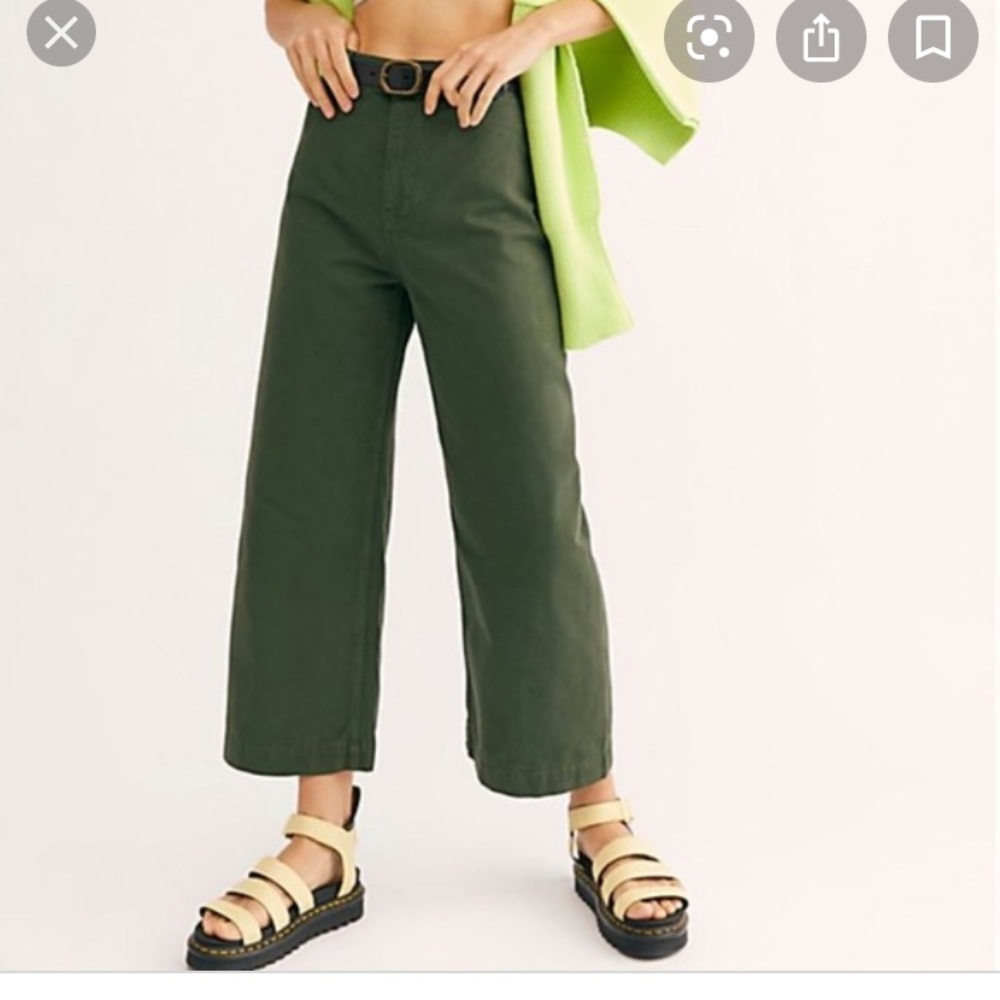 Free People | Wide Leg Pant | NWT $78 | Spruce Grn
